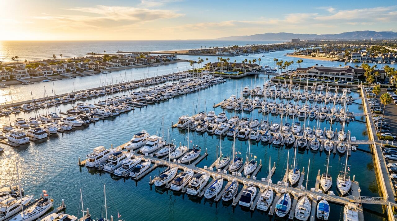 Balboa Bay Resort Marina wet slips in Newport Beach, California