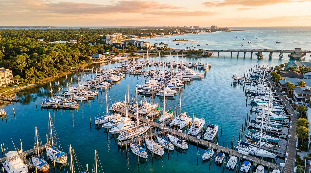 Bluewater Bay Marina wet slips in Destin, Florida