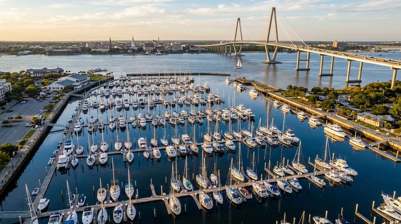 Charleston Harbor Marina wet slips in Charleston, South Carolina