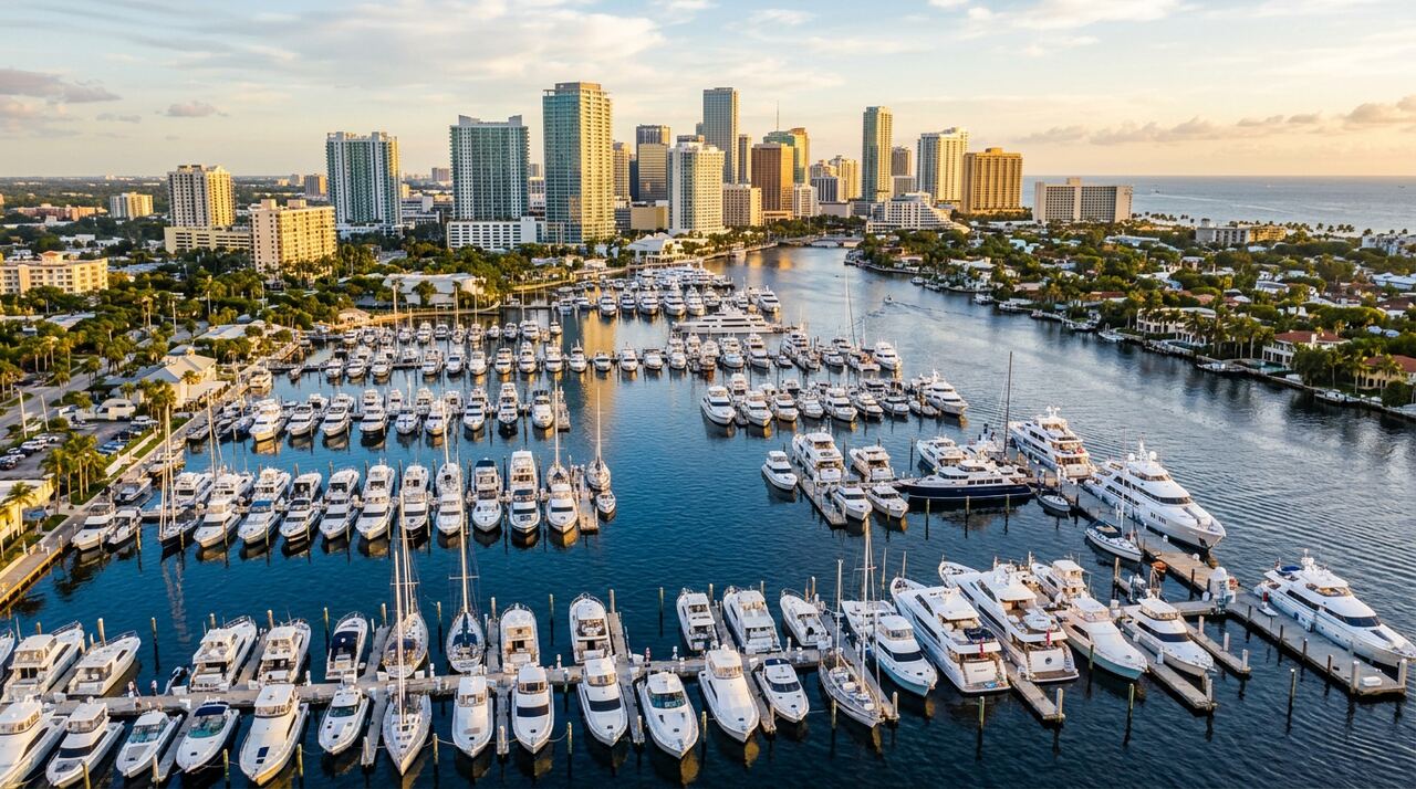 Las Olas Marina wet slips in Fort Lauderdale, Florida