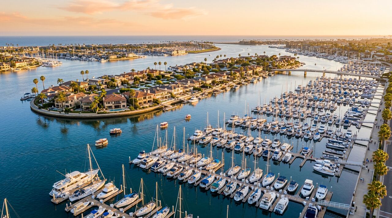 Lido Yacht Anchorage wet slips in Newport Beach, California