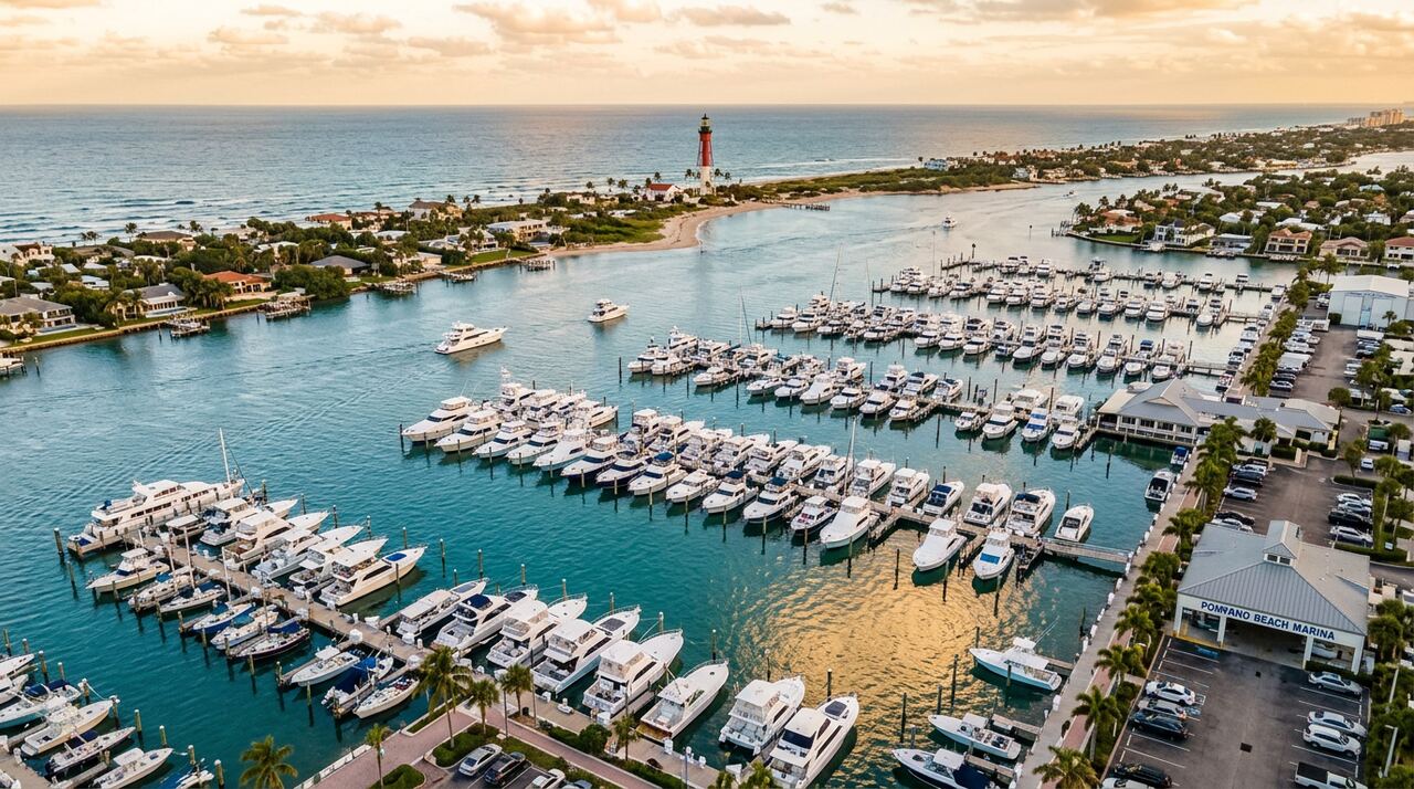 Lighthouse Point Marina wet slips in Pompano Beach, Florida