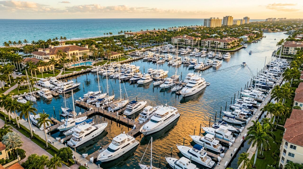 Royal Palm Yacht Club wet slips in Boca Raton, Florida