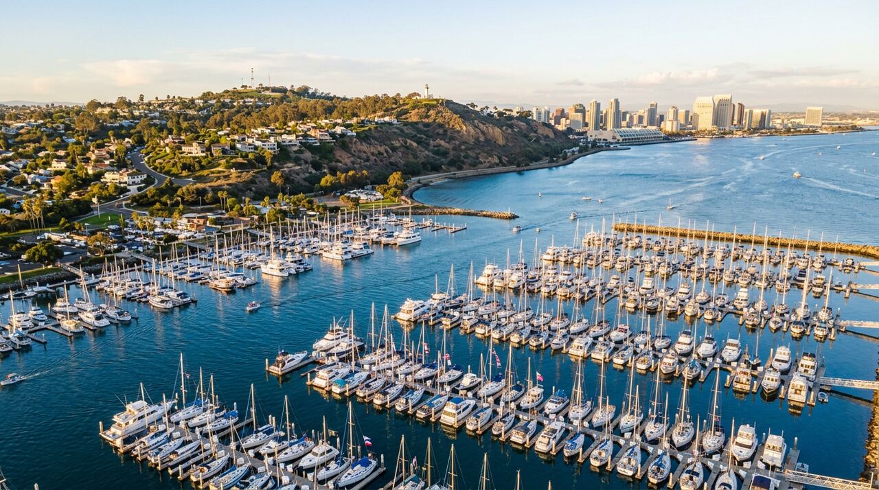 Shelter Island Marina wet slips in San Diego, California