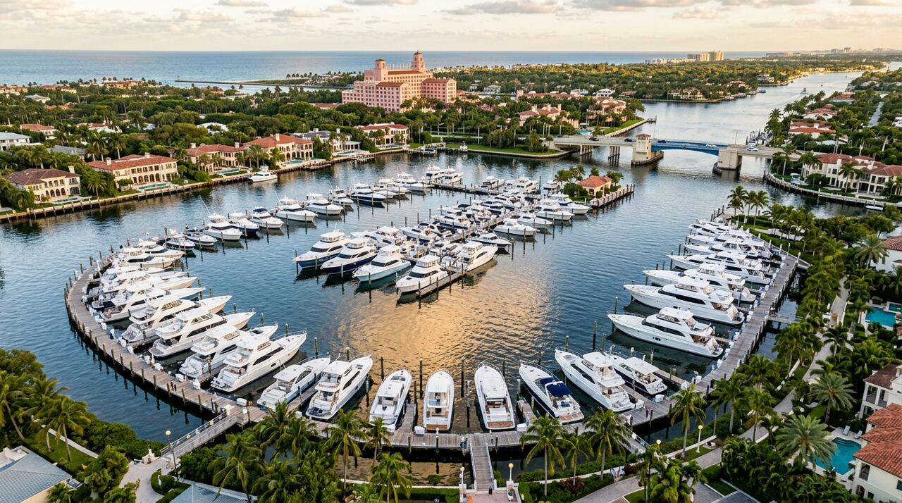 Silver Palm Yacht Basin wet slips in Boca Raton, Florida