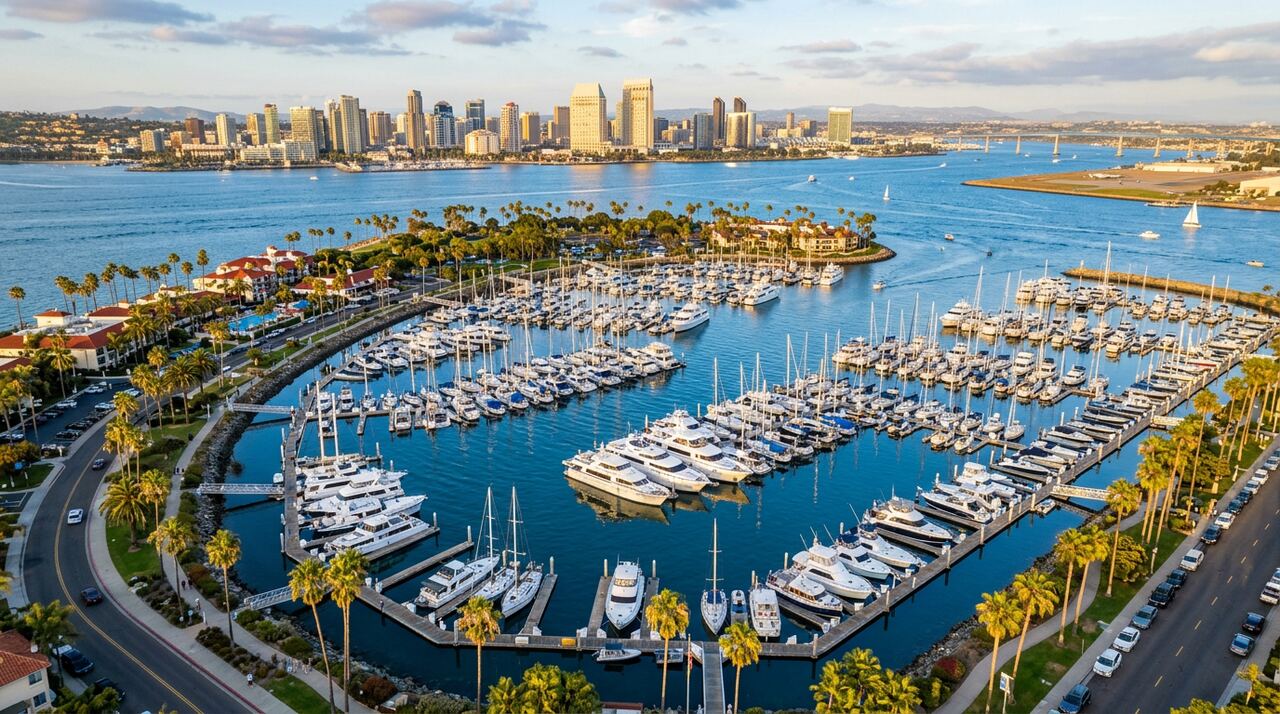 Sun Harbor Marina wet slips in San Diego, California