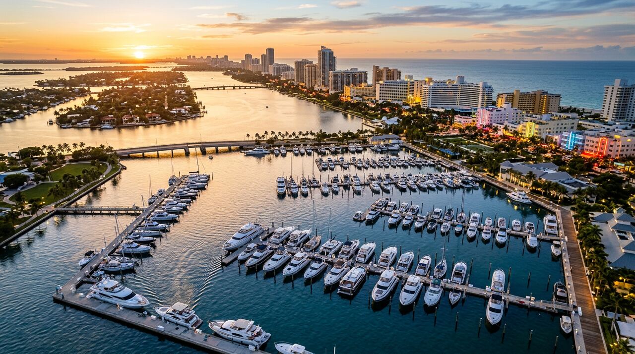 Sunset Harbour Yacht Club wet slips in Miami, Florida