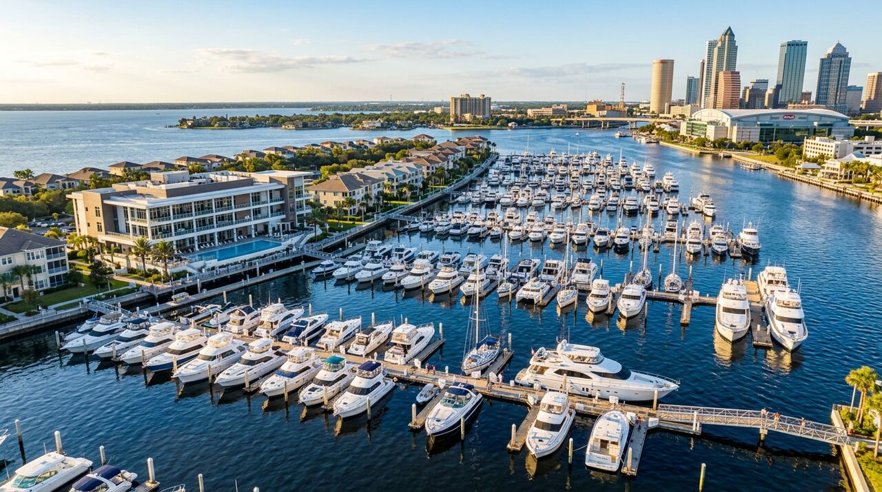 Westshore Yacht Club wet slips in Tampa, Florida